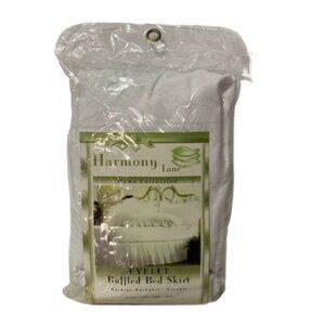 NEW Harmony Lane White Eyelet Ruffled Bed Skirt Twin XL Shabby Chic Cottage NIP